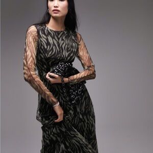 Topshop jersey crinkle mesh zebra dress